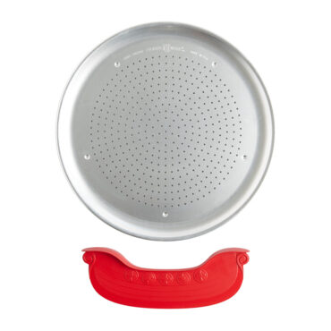 nordic ware 16" perforated pizza crisper pan with rock the boat pizza cutter