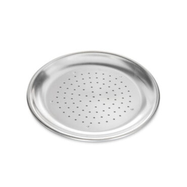 Nordic Ware aluminum pizza crisper pan with perforated bottom, round 9-inch size, natural silver finish
