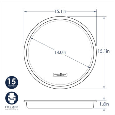 nordic ware deep dish pizza pan technical drawing with measurements