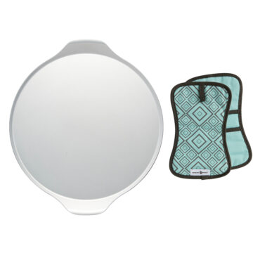 nordic ware aluminized steel pizza & baking steel pan and hot pads with geometric pattern
