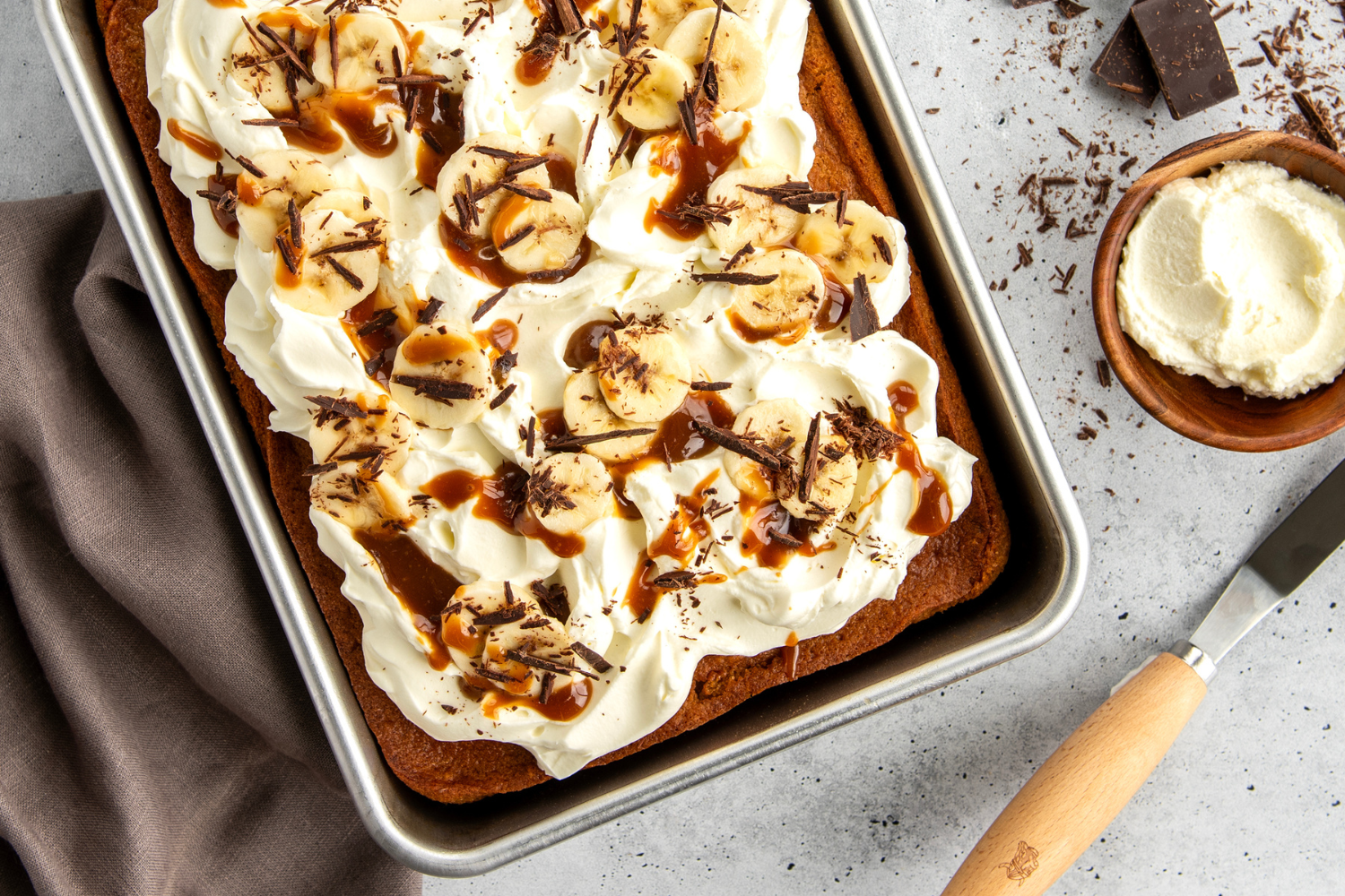 Banoffee cake made in the Naturals® 9" x 13" Rectangular Cake Pan